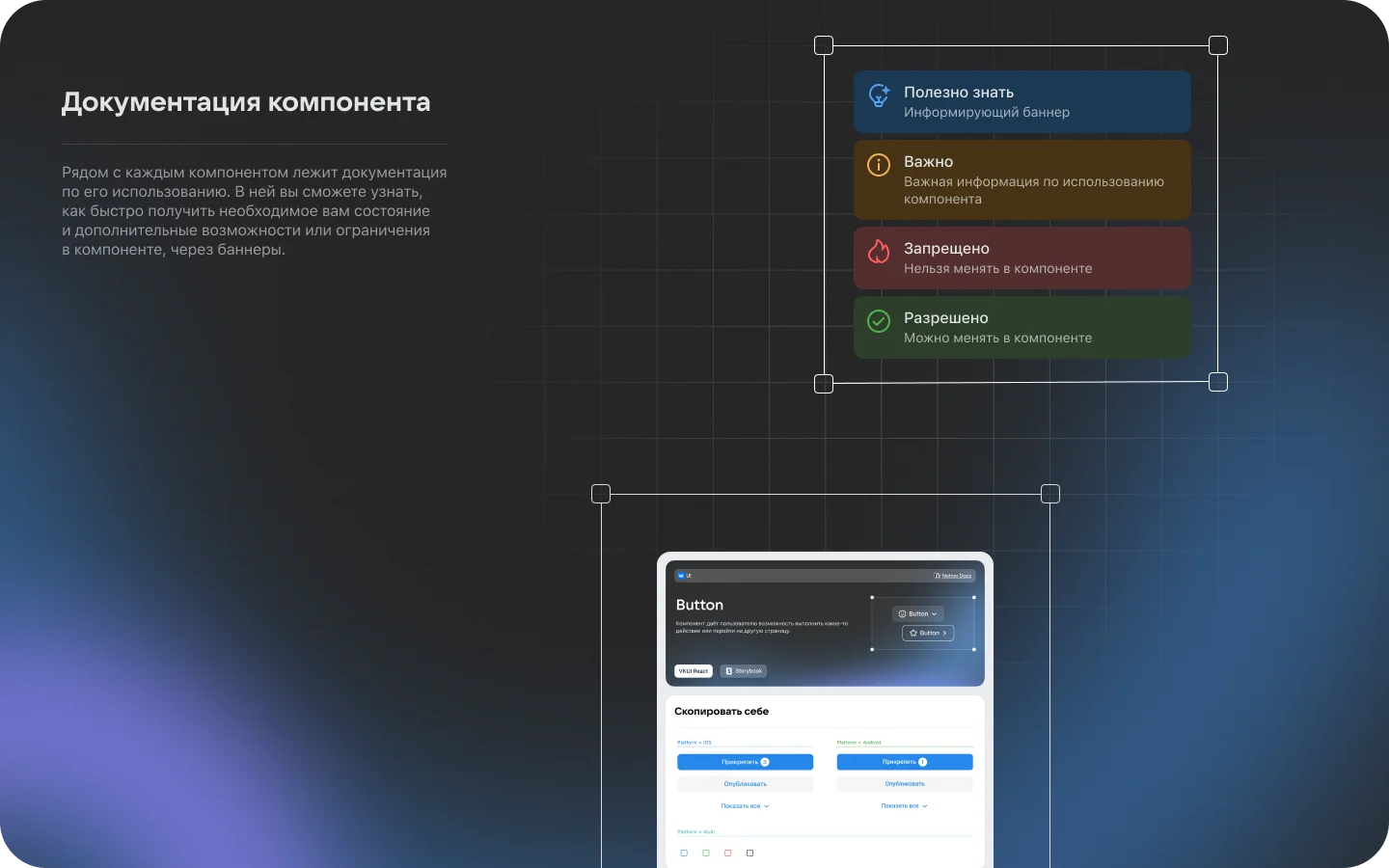 Документация компонента: баннеры Полезно знать, Важно, Запрещено, Разрешено