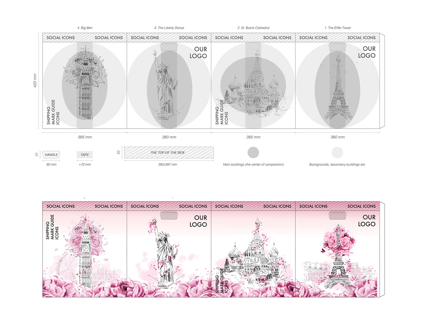 Техническая развёртка коробки Flora Delivery