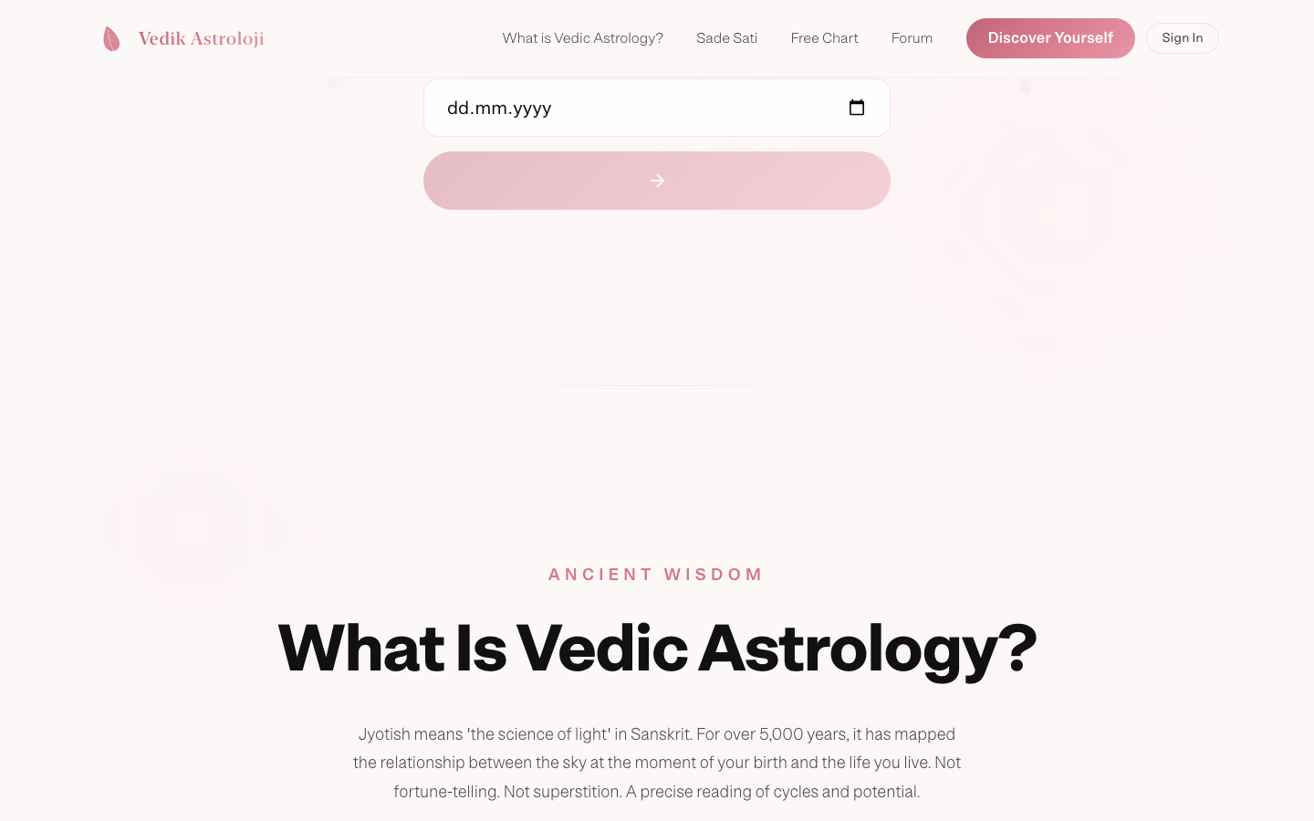 Платформа — 6 продуктов: калькулятор, Sade Sati, Dasha, глоссарий, консультации, форум